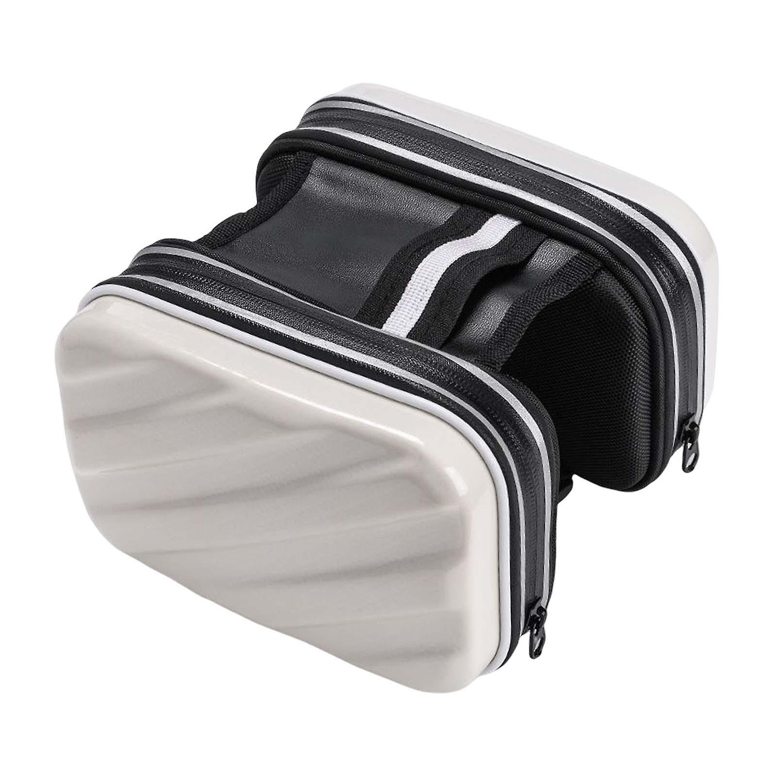 Hard Shell Bike Frame Front Bag Large Capacity for Keys Small Tools Storage White