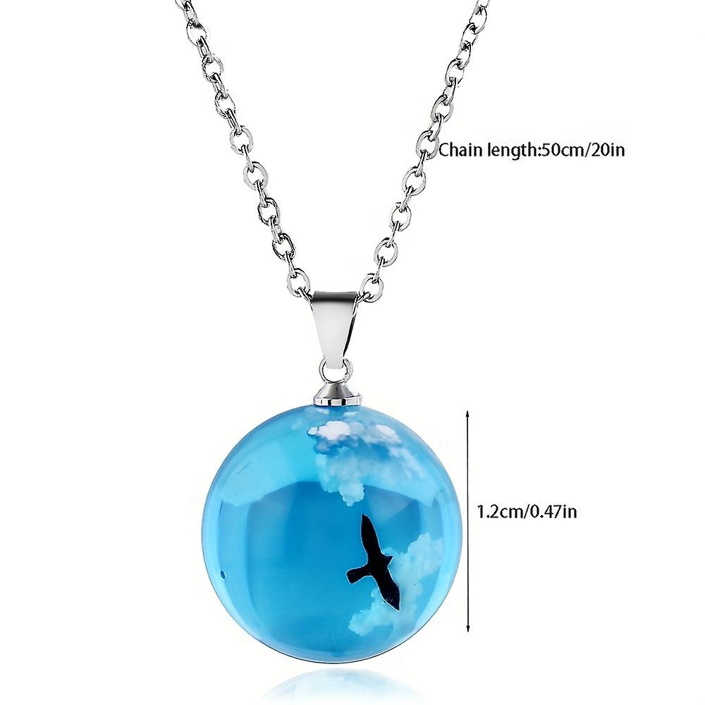 Clear Sky & Clouds Round Globe Pendentif Collier Pour Homme Et Femme