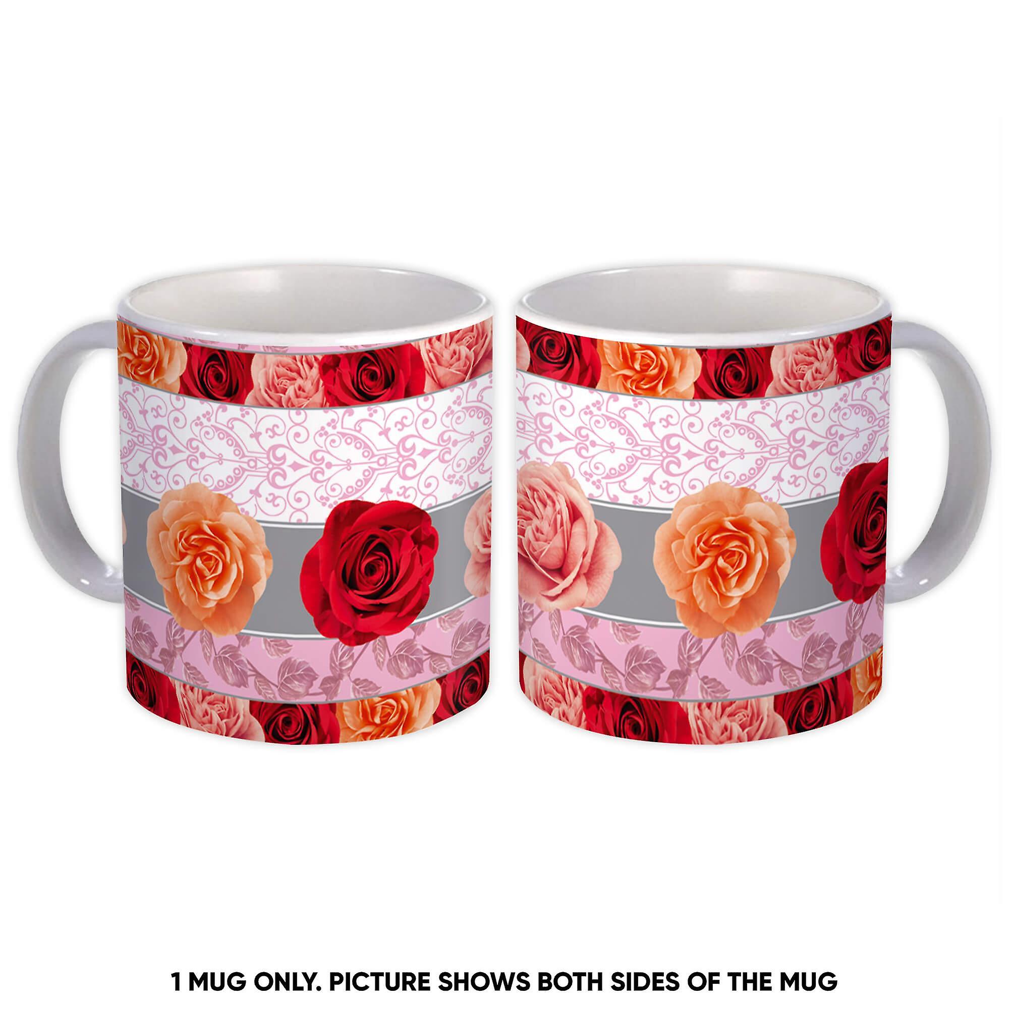 Gift Mug: Tracery Rose Pattern Floral