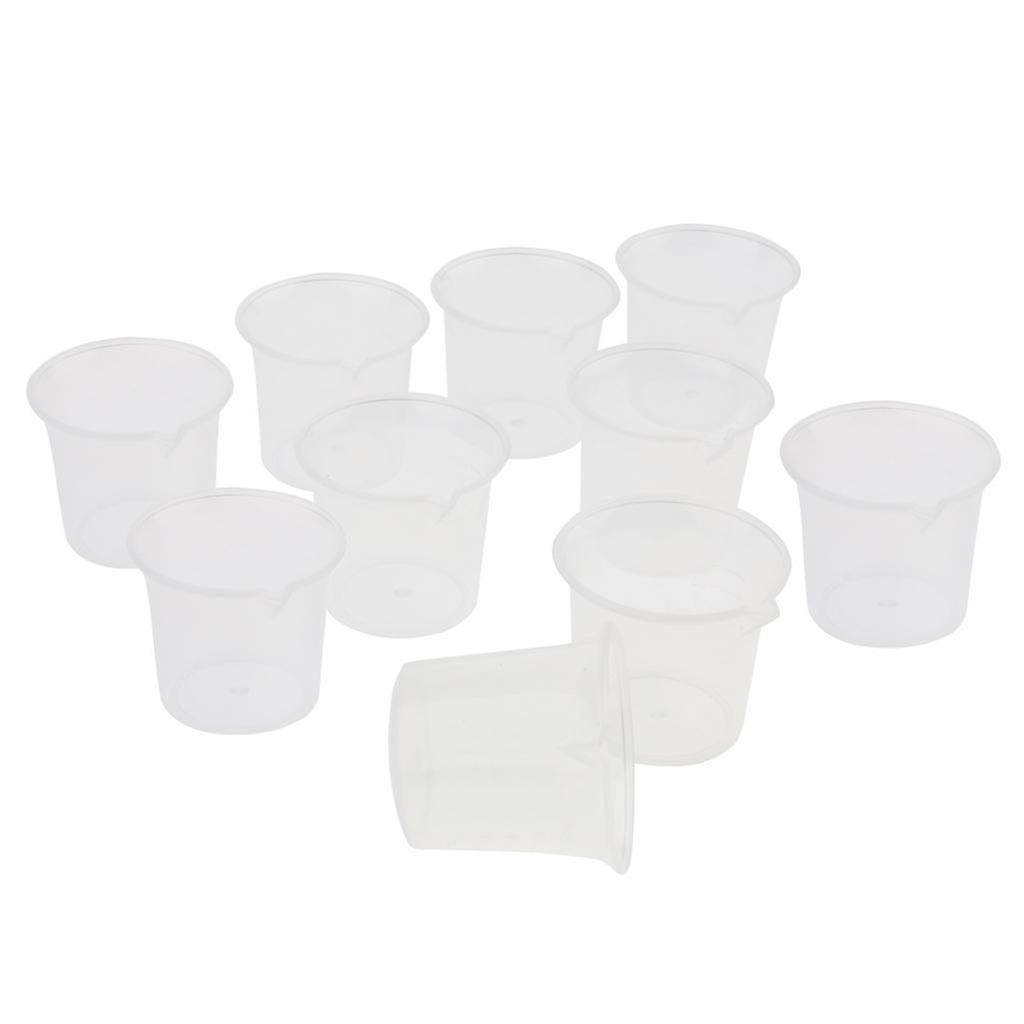 10 Pieces Lab 25ml Plastic Graduated Measuring Beaker Liquid Cup Container