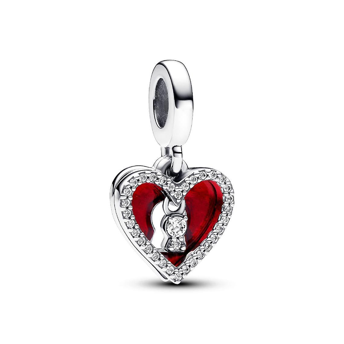 Přívěsek s dvojitým červeným srdcem Charm & Lock