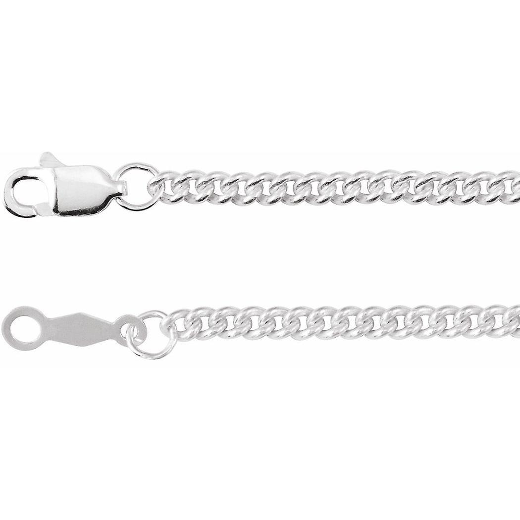 Colar de corrente Curb em prata de lei 925, 2,25 mm, para mulheres e homens - Comprimento: 16 a 24 polegadas.