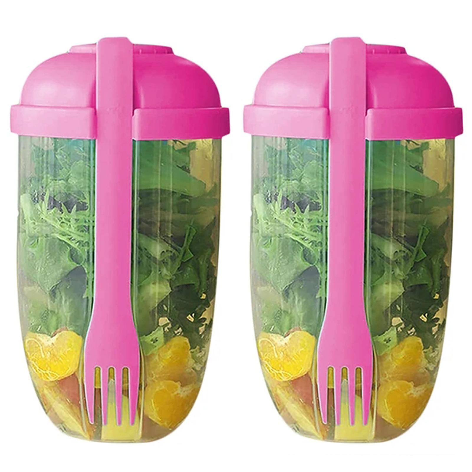Fruit Vegetable Salad Cups with Lids Fork Reusable Sealable Snack Containers Kitchen Accessories