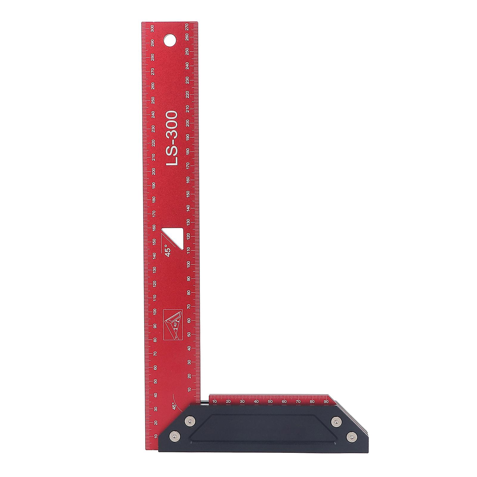 Woodworking Scribing Ruler Aluminum Alloy L Shaped Accurate Easy Reading Double 45 ° Measurement Ruler 300mm