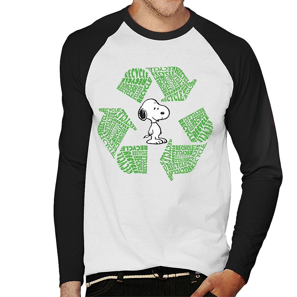 Peanuts Snoopy Recycle Sign Men's Baseball Long Sleeved T-Shirt