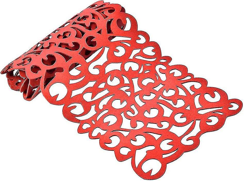 Felt Table Runner Openwork Floral Design Table Mats Hollow Flower Felt Plac