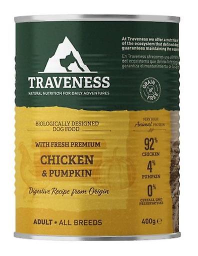 Traveness Comida Húmida Natural para Cão, com Frango e Abóbora
