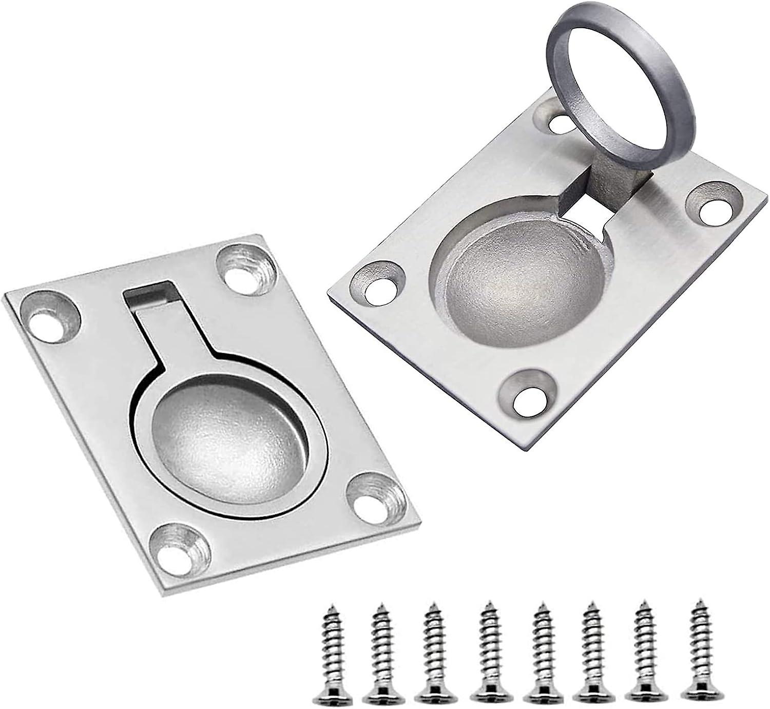 2 Pieces Boat Hatch Handle, Boat Flush Hatches, Stainless Steel Marine Handle, with 8 Scre
