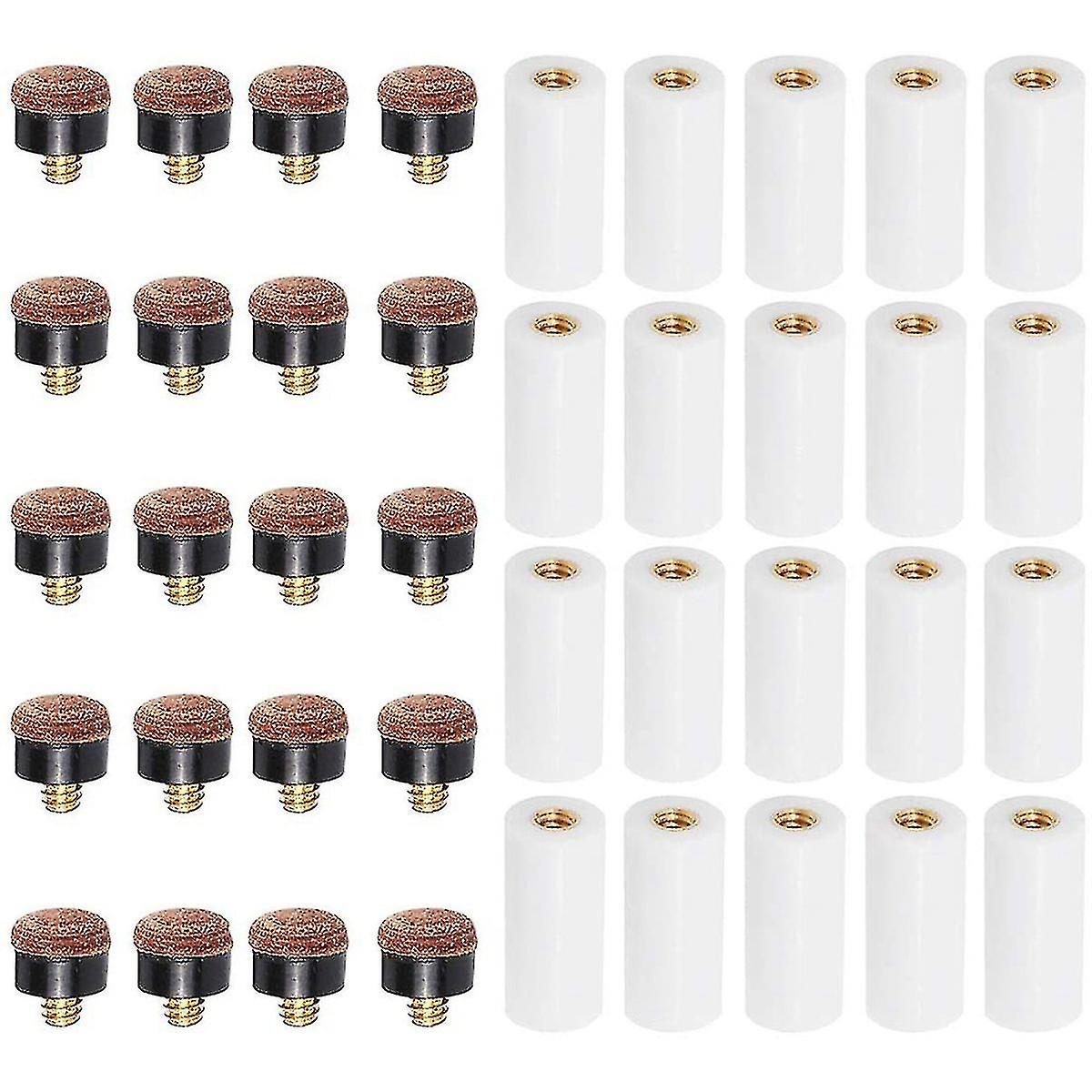 20sets Billiard Cue Tips With Pool Cue Stick Ferrules 12mm Billiard Screw-on Tips Replacement For N