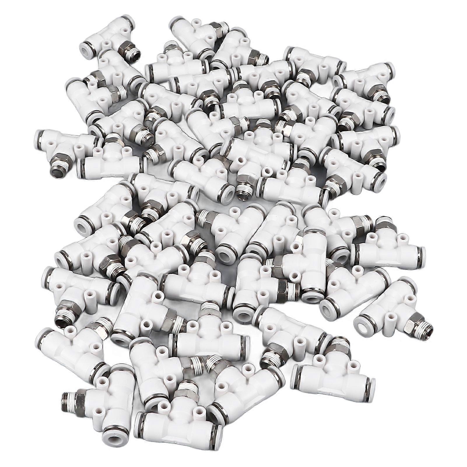 50PCS Air Hose T Connector 3 Way Adjustable Quick Release Insert Air Line Pneumatic Fitting