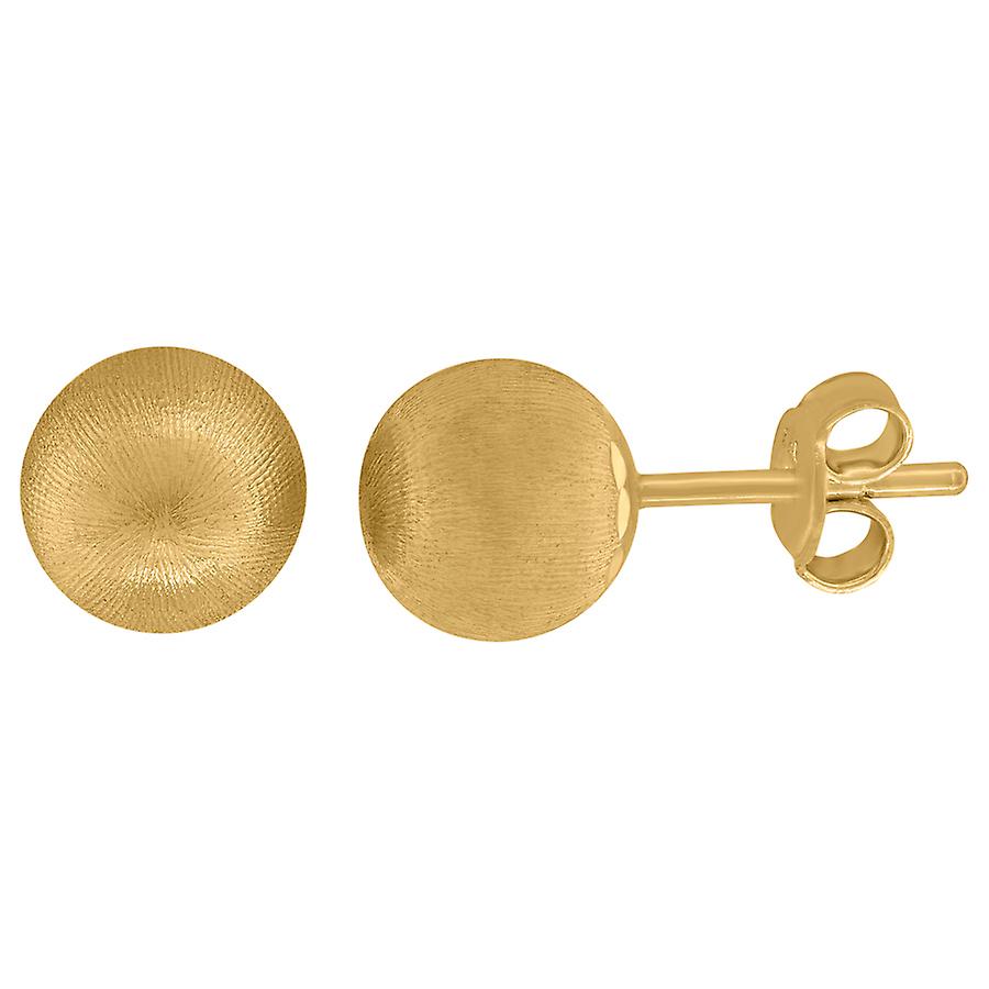 14Kイエローゴールドレディーステクスチャードボール8mmスタッドピアス-女性用ボールイヤリング - 1.5グラム
