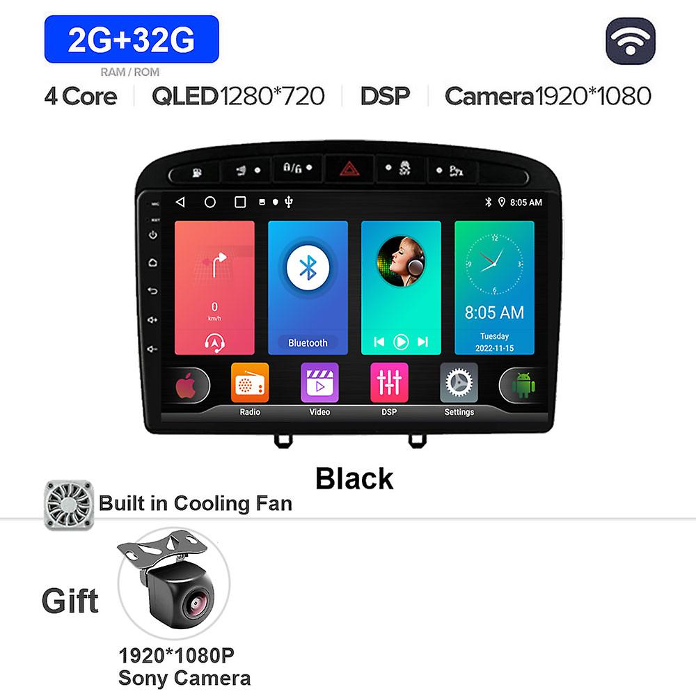 Android 13 9" Black Car Radio For Peugeot 408 308 308sw 2010 - 2016 Autoradio Multimedia Player Navigation Head Unit Gps Dsp