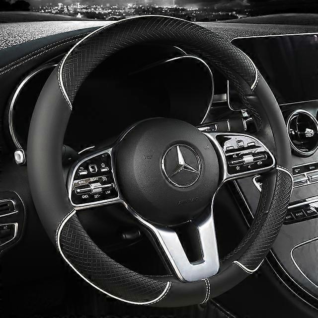 Full leather stitching line car steering wheel cover, Three-dimensional anti slip, Timple and fashionable. Suitable for car deco