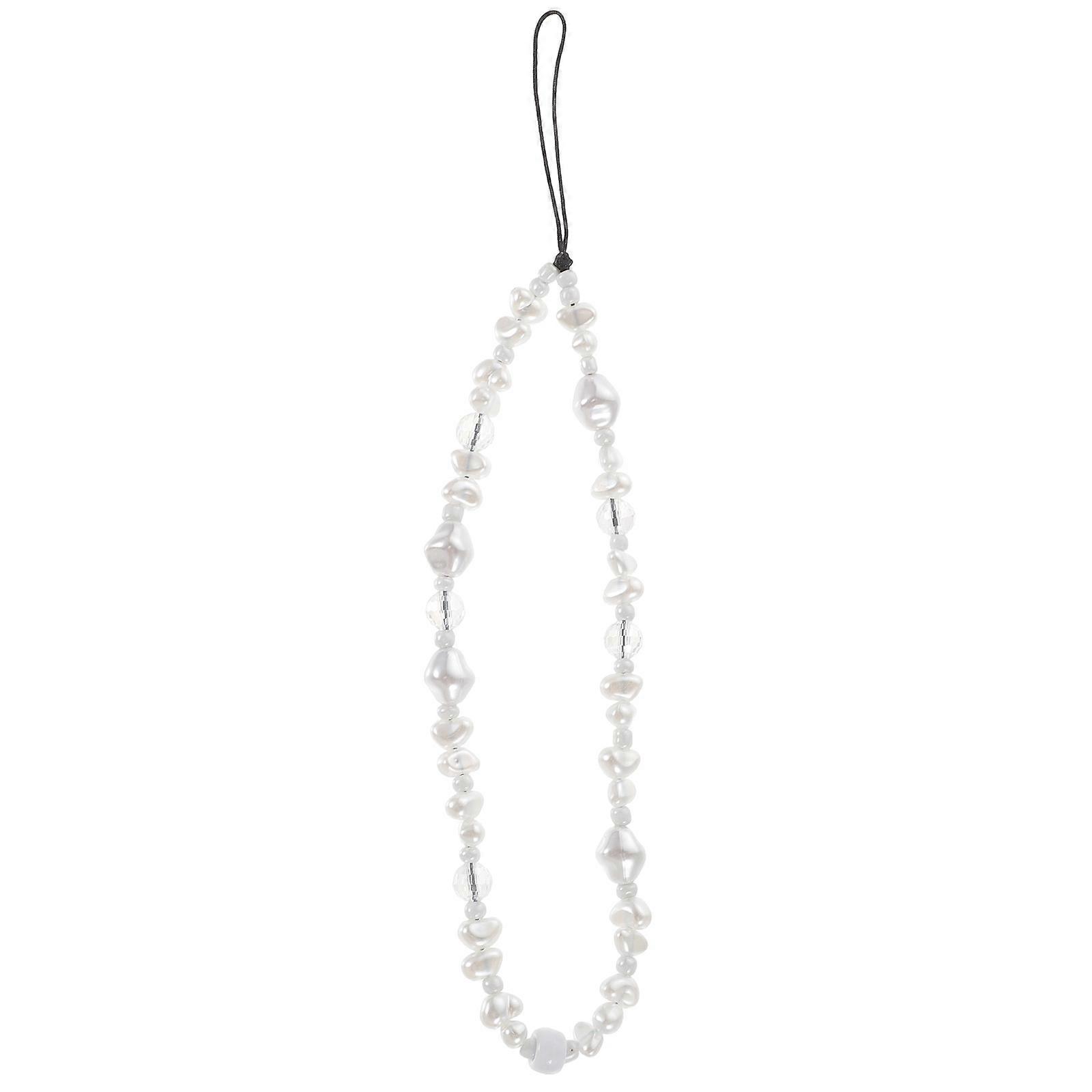 Pearl Decor Beaded Phone Charm Cell Phone Anti-lost Wrist Strap Phone Lanyard