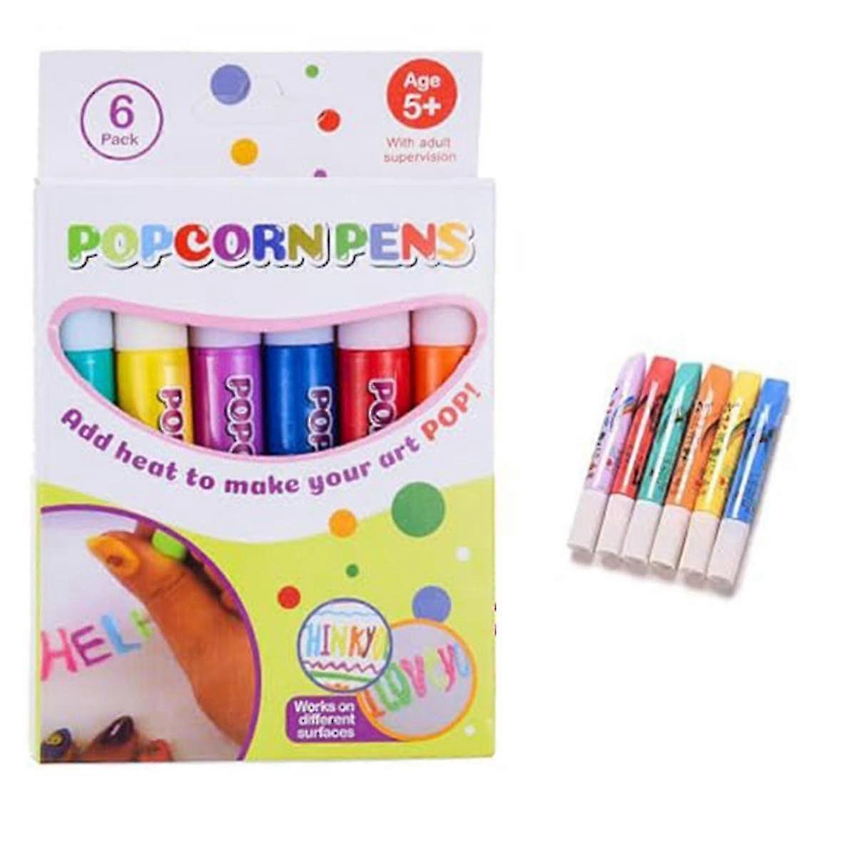 Puffy Pens Set - 6 Neonfarben Popcorn-Stift mit 3D-Tinte Hitze und dann zusehen, wie Kunst Spaß macht
