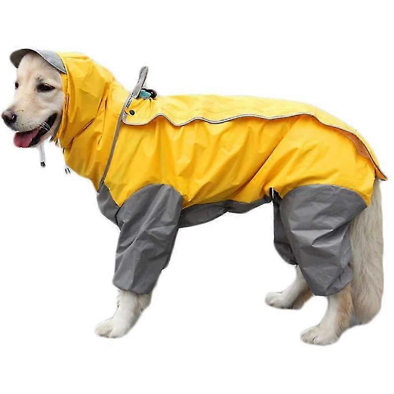 Barsinfi Yellow Dog Raincoat With Detachable Hoodie, Drawstring Coat, 10 Sizes