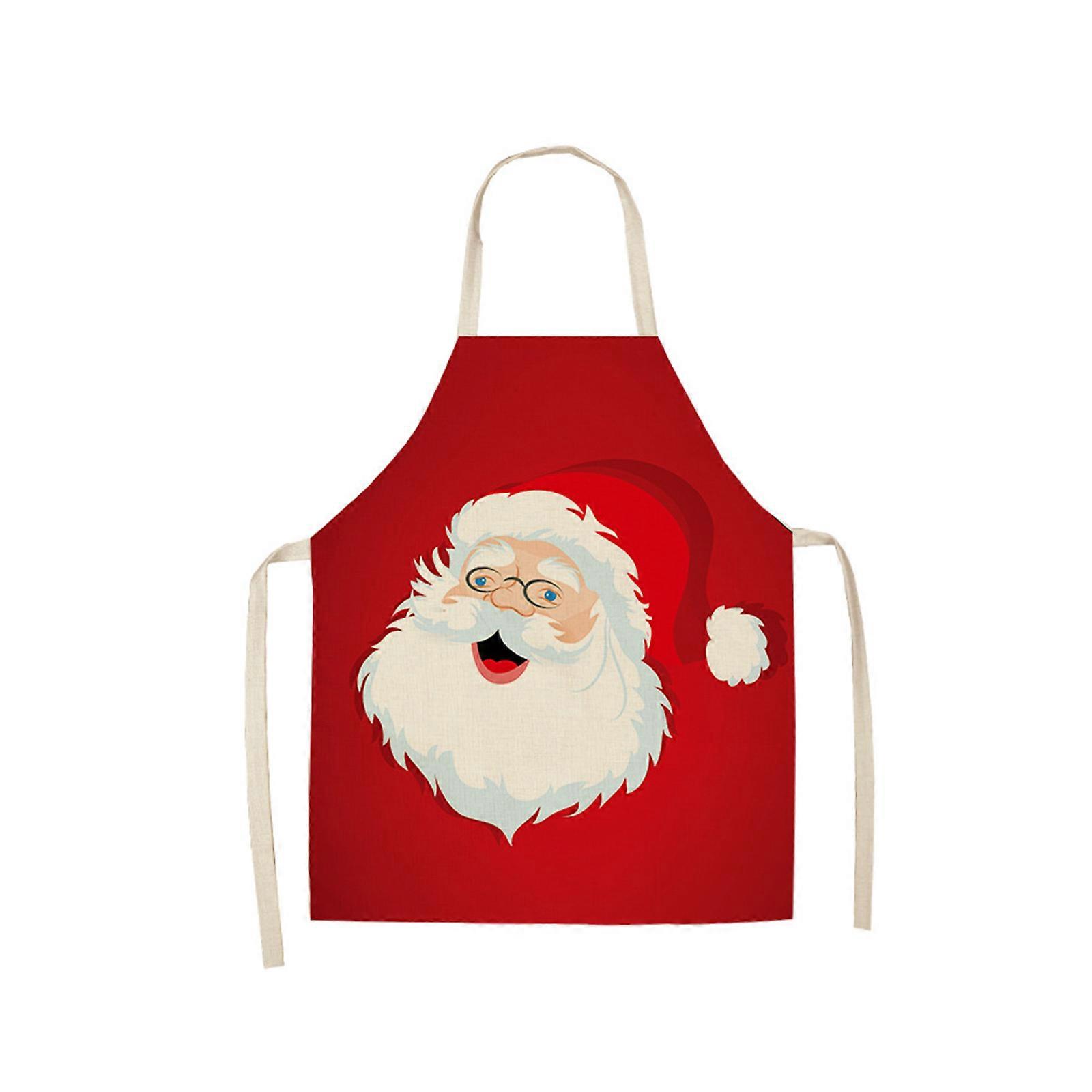  Simple Xmas Style Linen Hand Wipe Anti-fouling Sleeveless Hanging Neck Apron