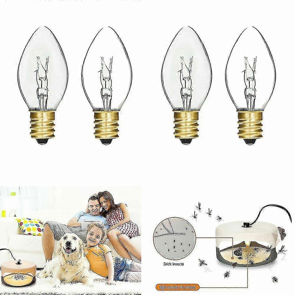 4pcs Replacement Bulb E12 7w Light Bulbs For Sticky Dome Sticky Flea Trap Killer XH