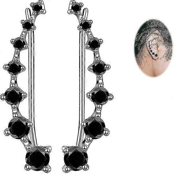 Crystal Earrings Hoop Climber Earrings Black