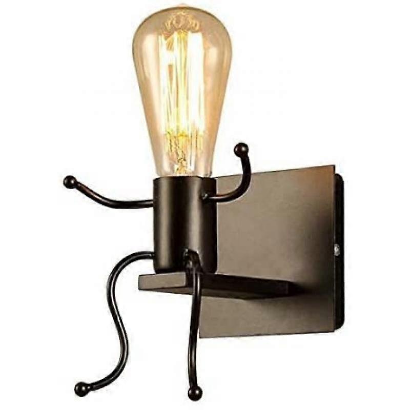 مصباح حائط إبداعي شرير معدني قديم ، مناسب لغرف النوم والمطابخ والمطاعم والمقاهي والممرات (رأس واحد أسود)