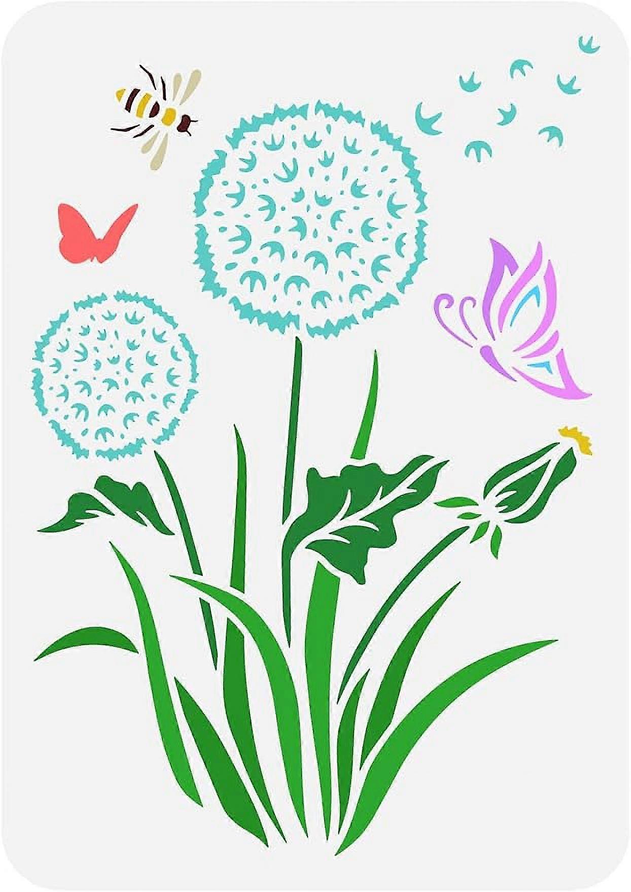 1Pc Dandelion Reusable Painting Stencil Drawing Template for Home Office School Wall Floor Decor 11.7x8.3inch
