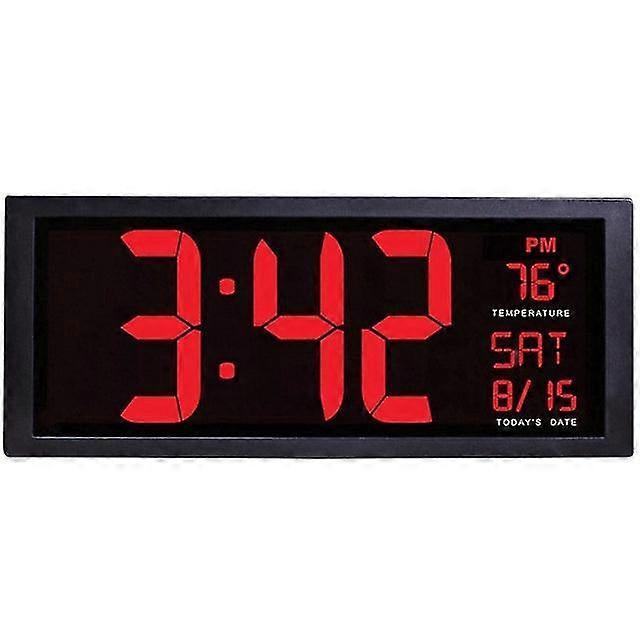 Large sn big electronic wall clock desktop led digital calendar clock thermometer daylight saving for kitchen clock mural eu