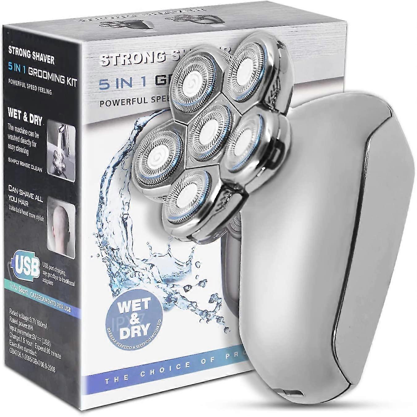 sunrain head shavers compatible with bald men, 5-in-1 waterproof electric razor compatible with men with led display, 6d floating cordless rechargeabl