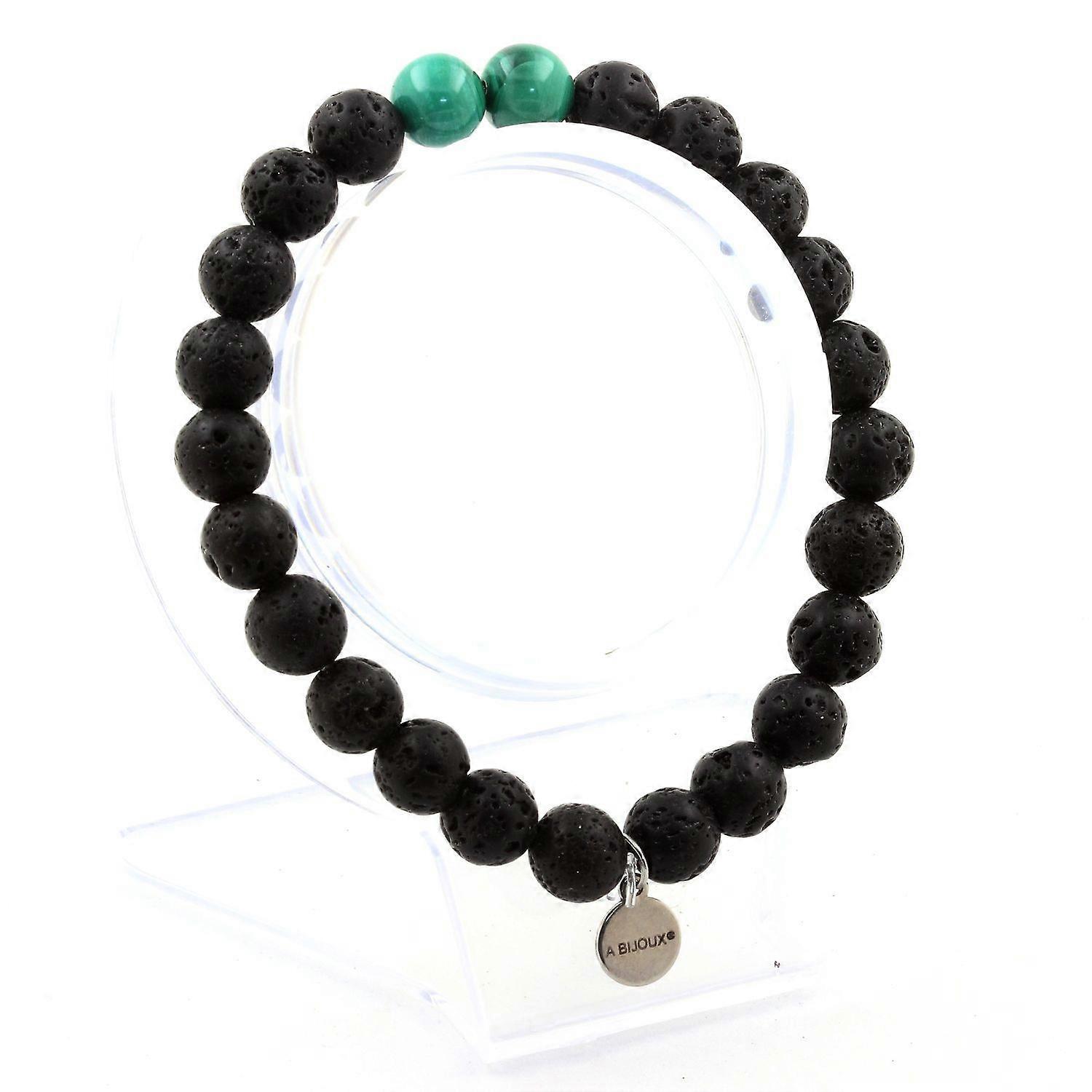 Congo Malachite Beads Bracelet + Lava 8 mm
