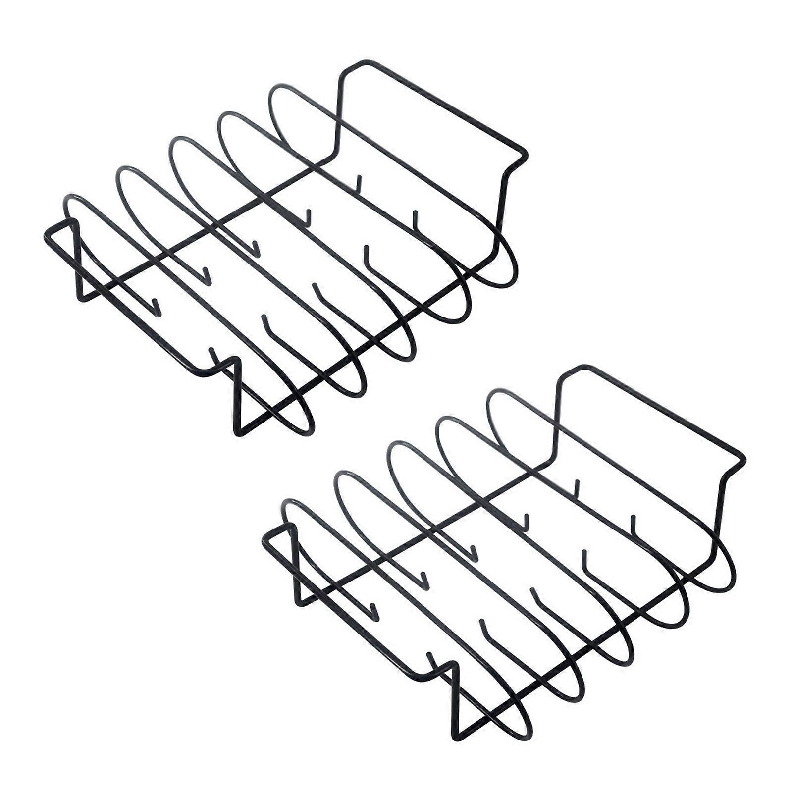 2Pcs Stainless Steel Rib Rack for Grilling Nonstick BBQ Stand Holder Smoke 4 Ribs Upright Sturdy Grill Accessory for Even Cooking