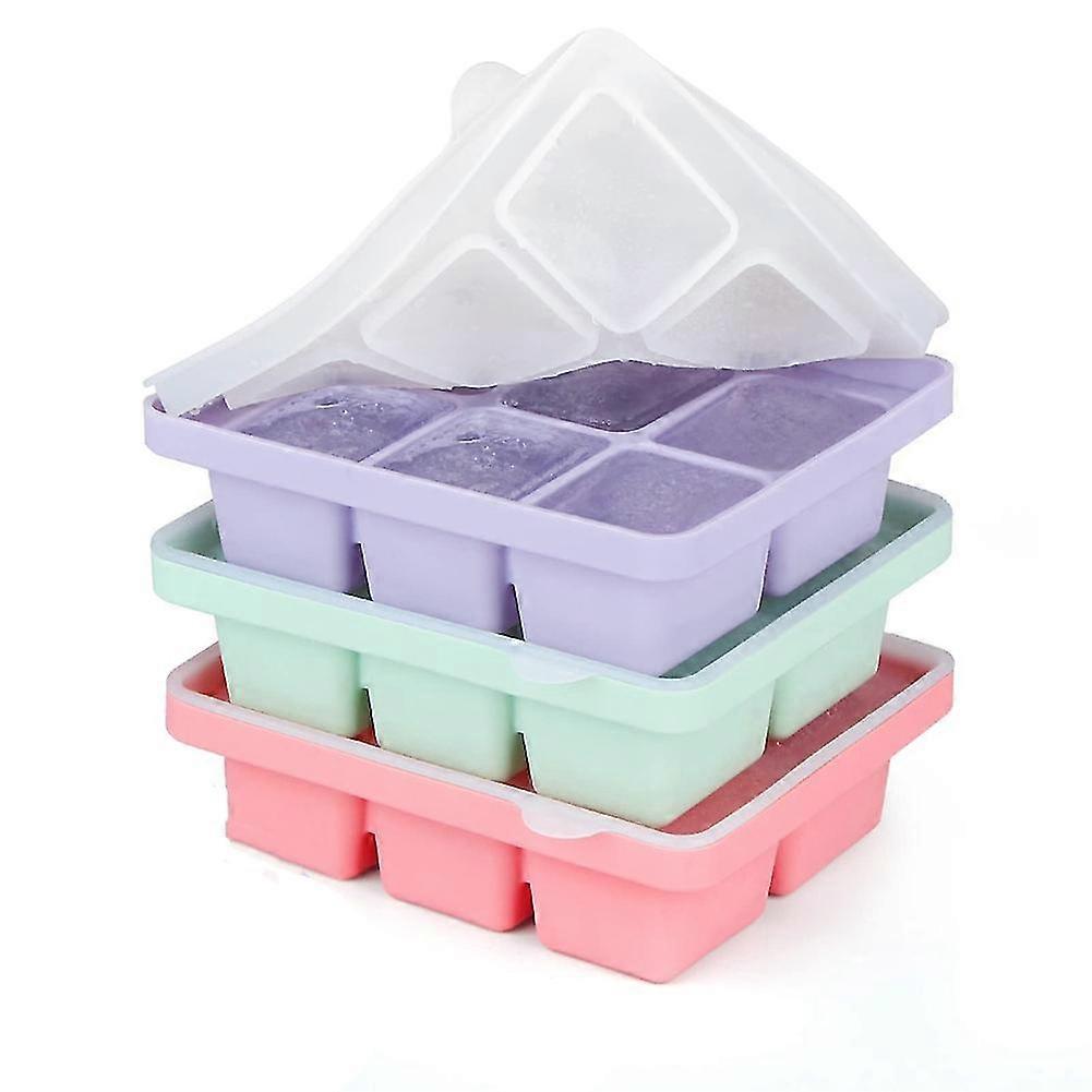 Tray With Lid, 3 Packs 18 Cubes, Silicone Molds, Flexible Stackable And Easy-release Trays