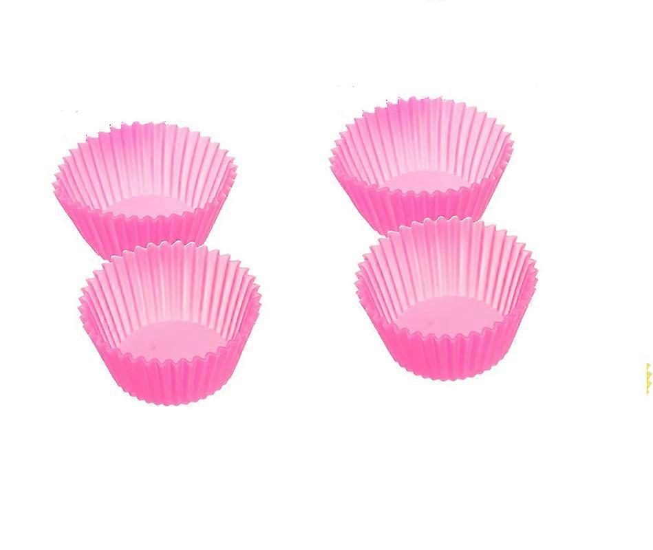 4pcs Reusable Silicone Baking Cups, Muffin Liners Pink