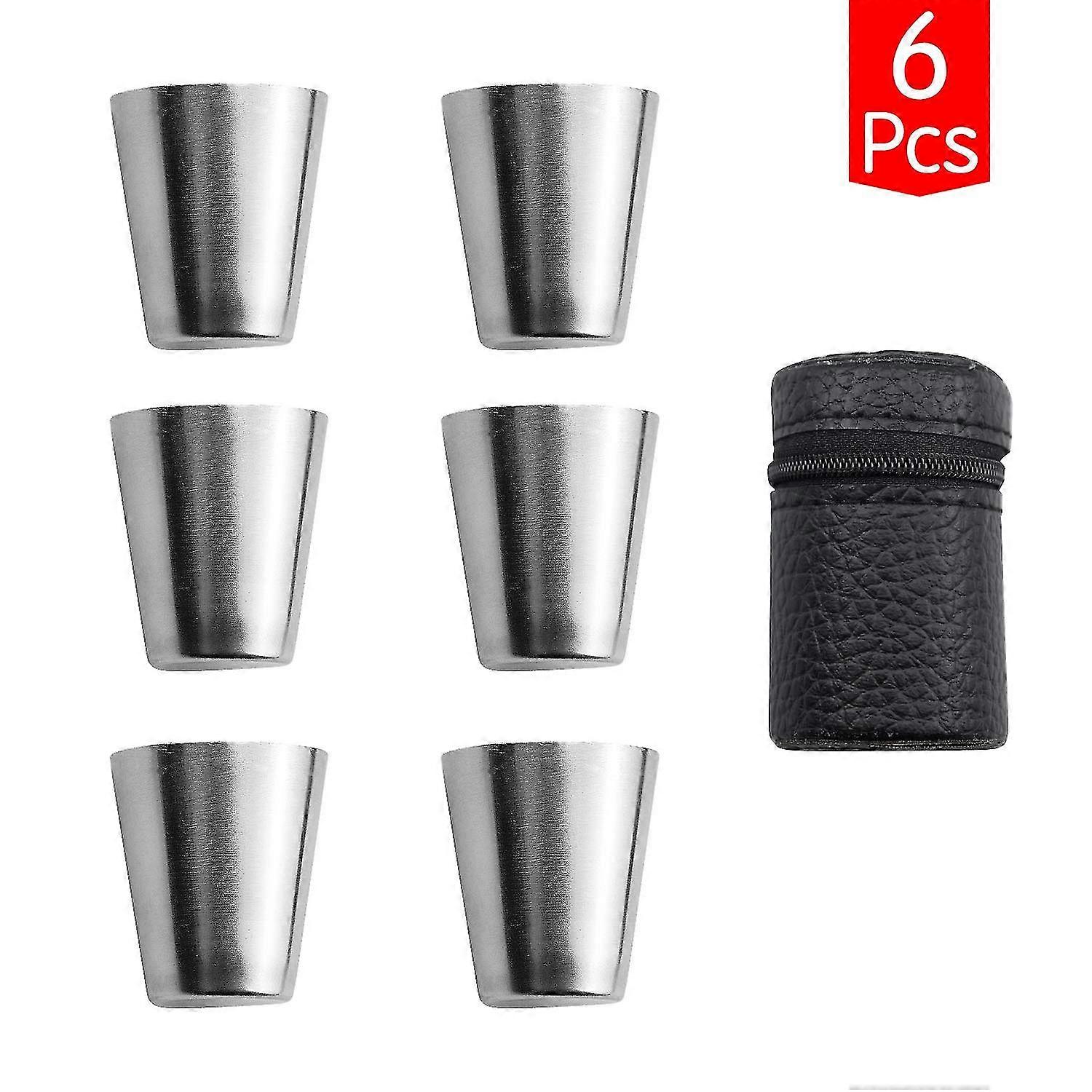 Edelstahl Schnapsbecher, Schnapsgläser in 6 unzerbrechlichen Schnapsbechern, Metall Schnapsgläser, Metallbecher Taschenschnapsgläser