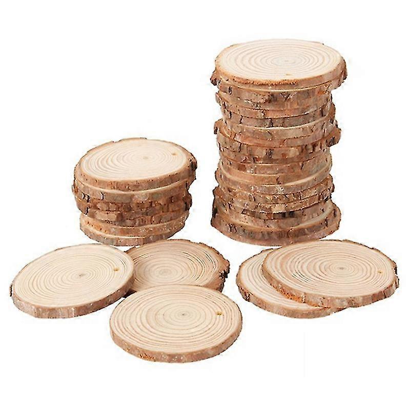 40pcs 3-4cm Unfinished Natural Round Wood Slices Circles With Tree Log Discs For Home Party Decorat