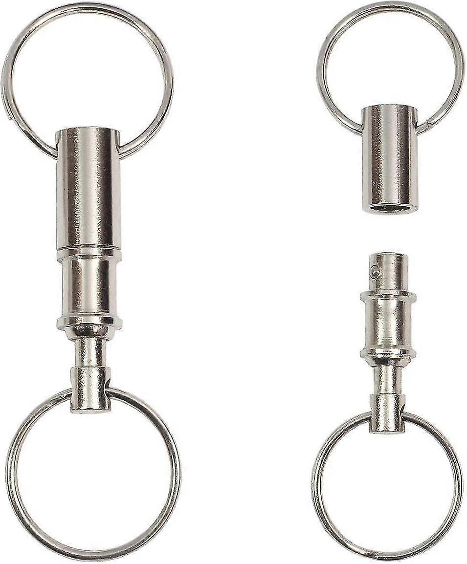 New 2 Pack Quick Release Detachable Pull Apart Key Rings Keychains,double Spring Split Snap Seperat