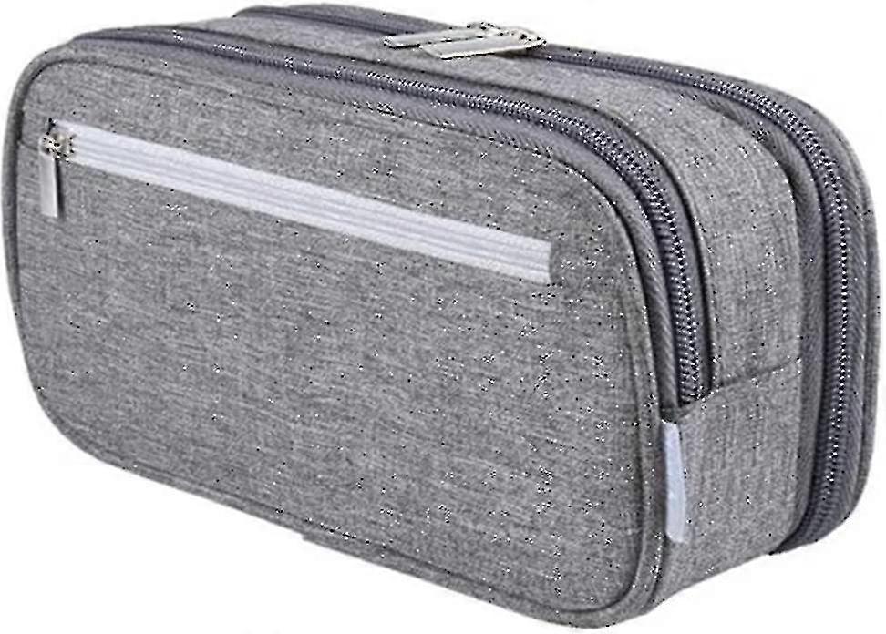 Large Capacity Pencil Case Multifunctional Three-layer Pen Bag For Student Stationery Gray1pcs