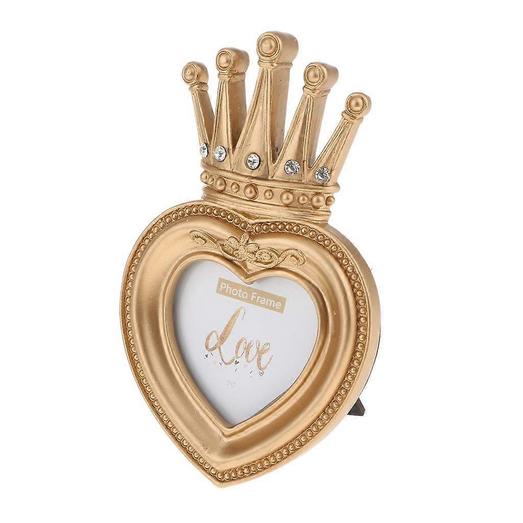 Moldura de Resina de Coroa de Ouro Decoração de Estilo Barroco de Luxo em Forma de Coração 3 Polegadas