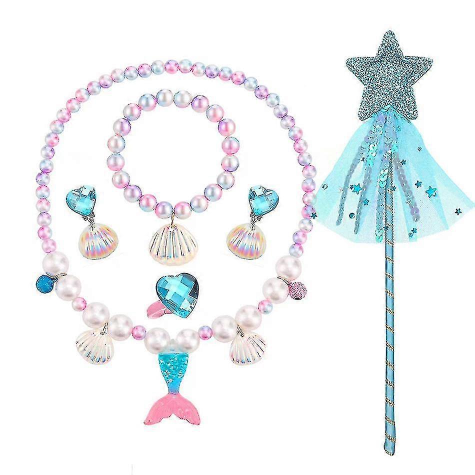 Mermaid Jewelry Set For Little Girls, Princess Mermaid Stretchy Necklace  Bracelet Earrings Ring, Kids Pretend And Dress Up Jewelry For Toddlers Aged  2 | Fruugo NO