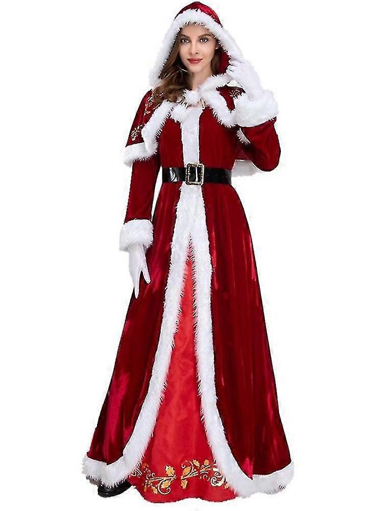 Costume di Natale per adulti in velluto di lusso, taglie forti, per cosplay, coppia, vestiti da Babbo Natale, travestimento, uniforme natalizia, pe...