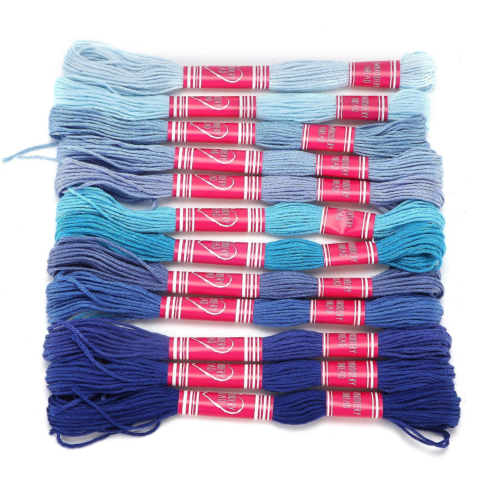 刺繍愛好家グループの手工芸品のための12個の刺繍糸グラデーション明るい色のポリエステルライン(ブルーシリーズ)