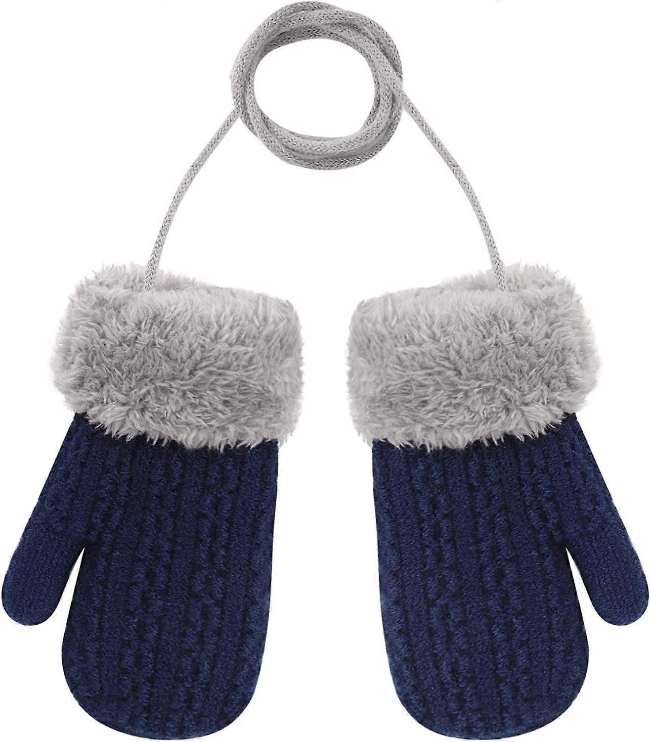 幼児キッズショートニットグローブ冬厚手フリース裏地ミトン1〜3歳