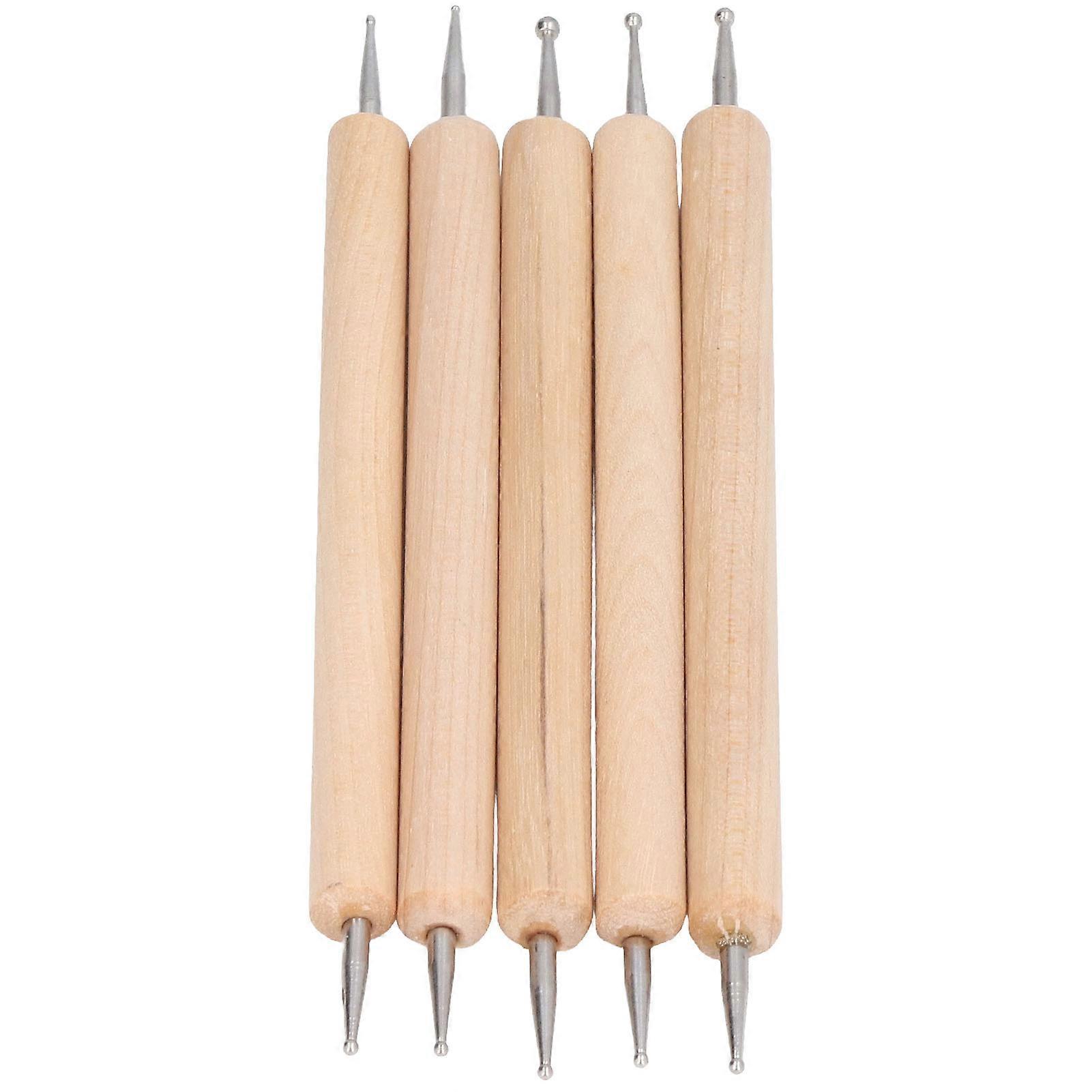 Double End Tracing Dotting Stylus Indentation Pens (5Pcs) for Painting Engraving - Beech Stainless Steel