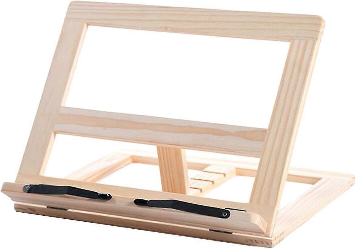 Book Holder, Adjustable Wood Cookbook Stand Foldable Book Holder Tray with Page Paper Clips for Reading, Tablets, Laptop