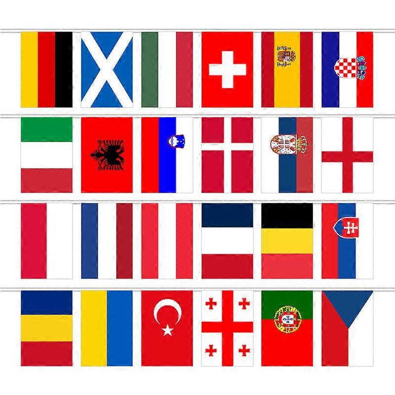 2024 European Cup 24 strong string flags bar decoration hanging flags fan flags European Cup string flags 14*21cm string flags (8 meters)