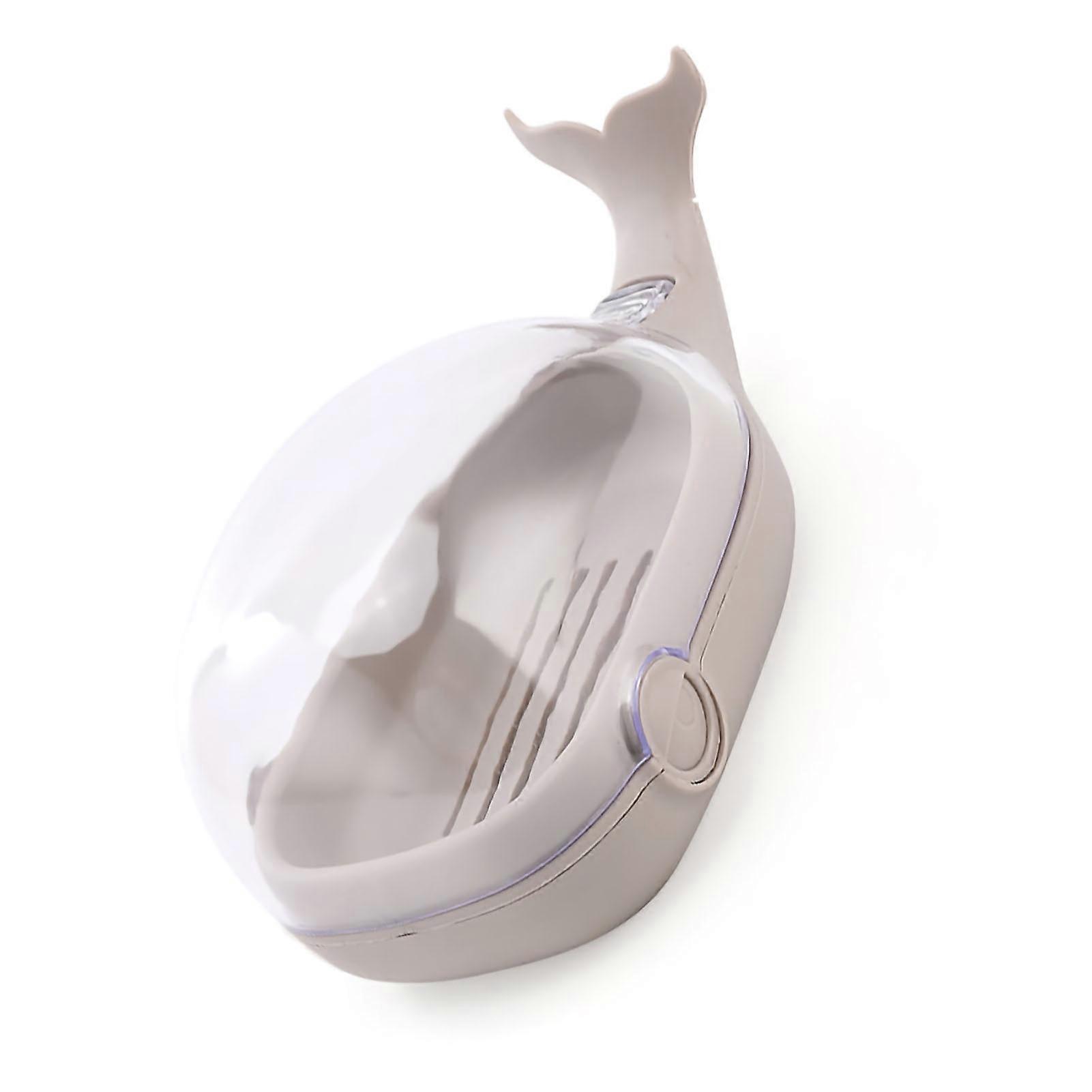 Cute Whale PP Soap Box with Flip Lid Waterproof Drainage Dustproof Design for Bathroom 100g Travel Friendly