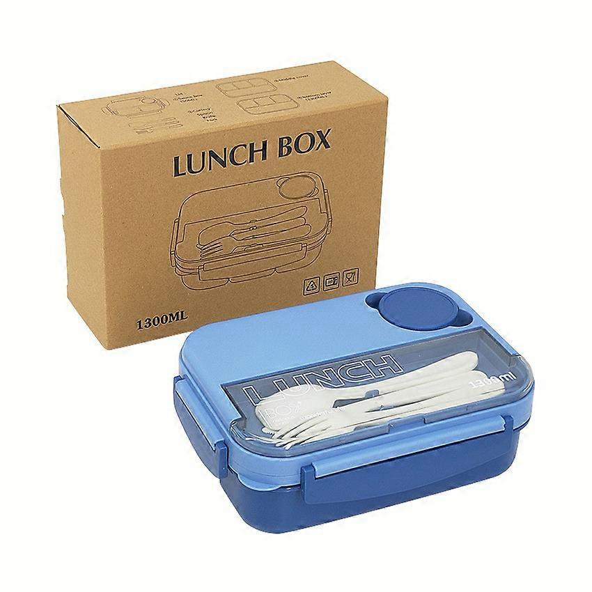 1300ml Bento Lunch Box with 4 Compartment and 1 Salad Dressing Containers, Leakproof ento Box with Insulated Bag and Cutlery, Meal Prep Container Box 