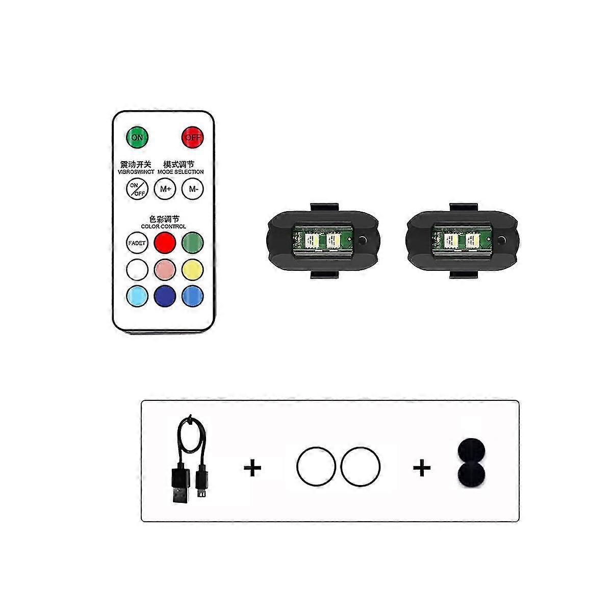 2pcs Universal Led Anti-collision Warning Light Mini Signal Light Drone With Strobe Light 7 Colors Turn Signal Indicator