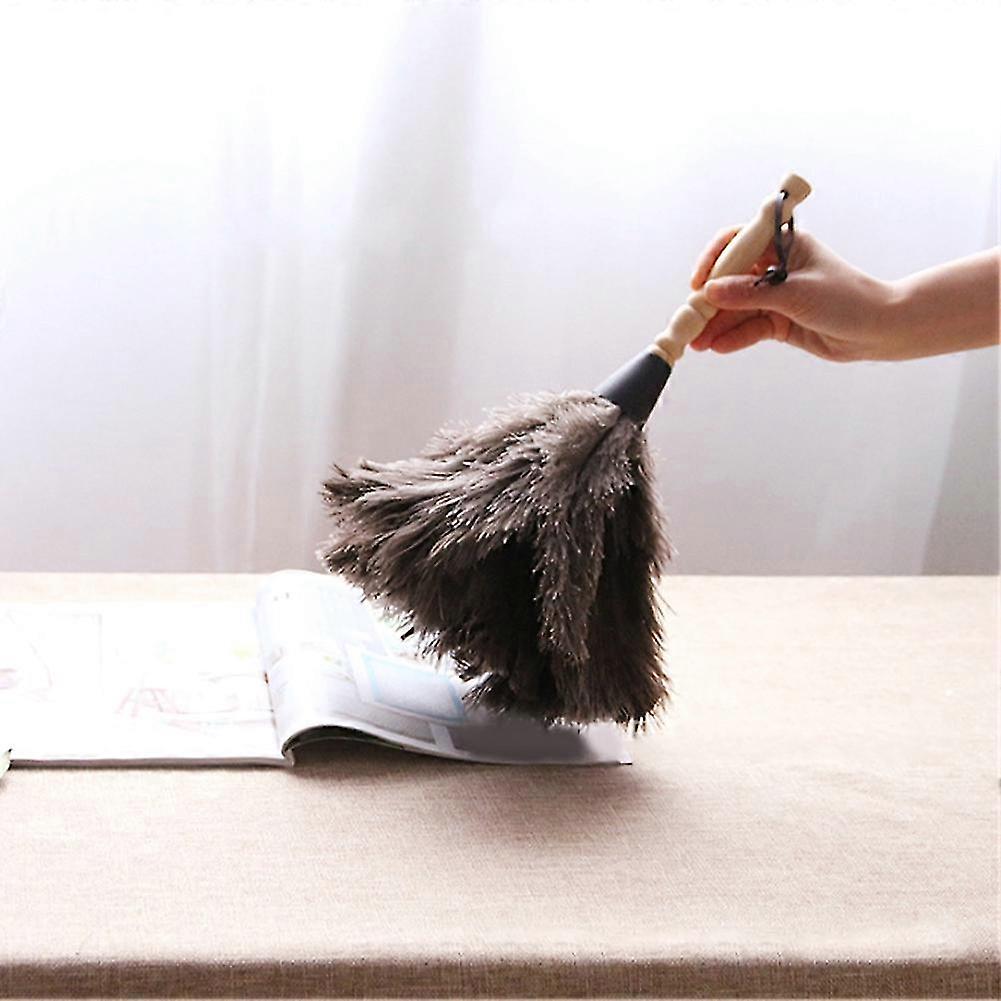 Ostrich Feather Duster with Reusable Wooden Handle for Effective Dust Removal Cleaning Tool