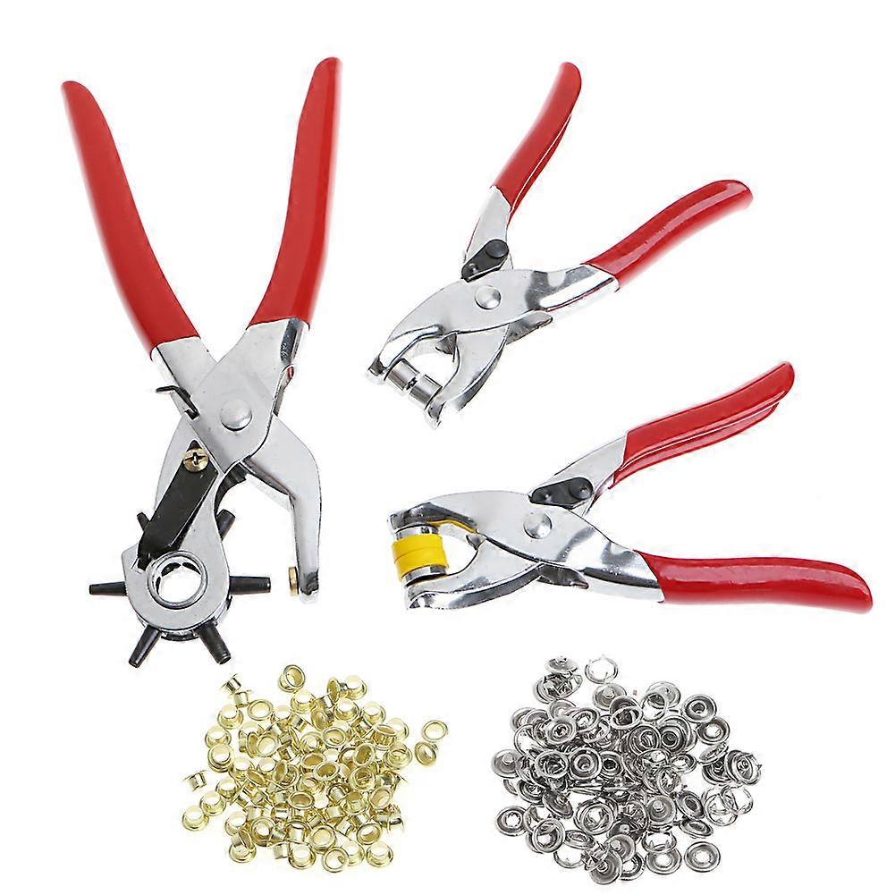3Pcs/Set Leather Hole Punch Rep Tool Eyelets Grommets + Pliers Kit