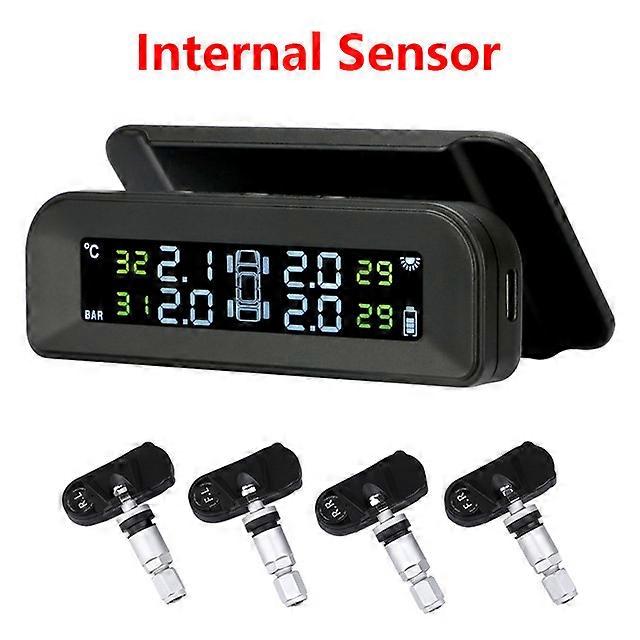 Smart car TPMS tire pressure monitoring system solar digital clock LCD display car tire pressure temperature safety alarm system