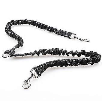 No-tangle Triple Coupler Dog Bungee Walking Leash Lead Rope Strap Black(1pc, Black)